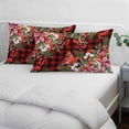 thumbnail image 3 of Cardinal Bird Pillow Covers, Linen Long Throw Pillow Case, Poinsettia Pine Cones Berry Flowers Red Plaid Holiday Pillow Protector Decorative Cushion Cover for Living Room/Bedroom 20" x 30", 3 of 8