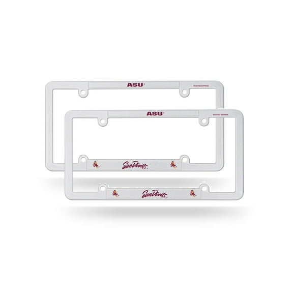 Arizona St. University Raised Letter White Plastic EZ View License Plate Frame Set