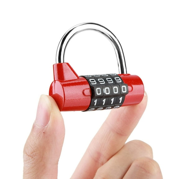 Locker Lock, 4 Digit Combination Padlock Resettable Luggage Locks for School Gym Sports Locker, Fence, Toolbox, Case, Hasp Cabinet Storage (1 Pack, Red)