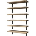 thumbnail image 2 of 16" Wall Shelf Rustic Decor Set of 6 Wall-Mounted Wood Floating Shelves, Natural Burnt, 2 of 3