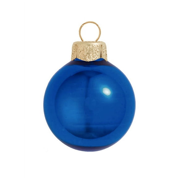 Whitehurst Petite Shiny Finish Glass Christmas Ball Ornaments - 1.25" (30mm) - Blue Cobalt - 40ct