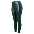 thumbnail image 4 of Ediodpoh Women Loose Fit Pleather Leggings Stretch High Waisted Warm Slim Leather Pants Winter Solid Casual Pant Leather Pants for Women Green XL, 4 of 6