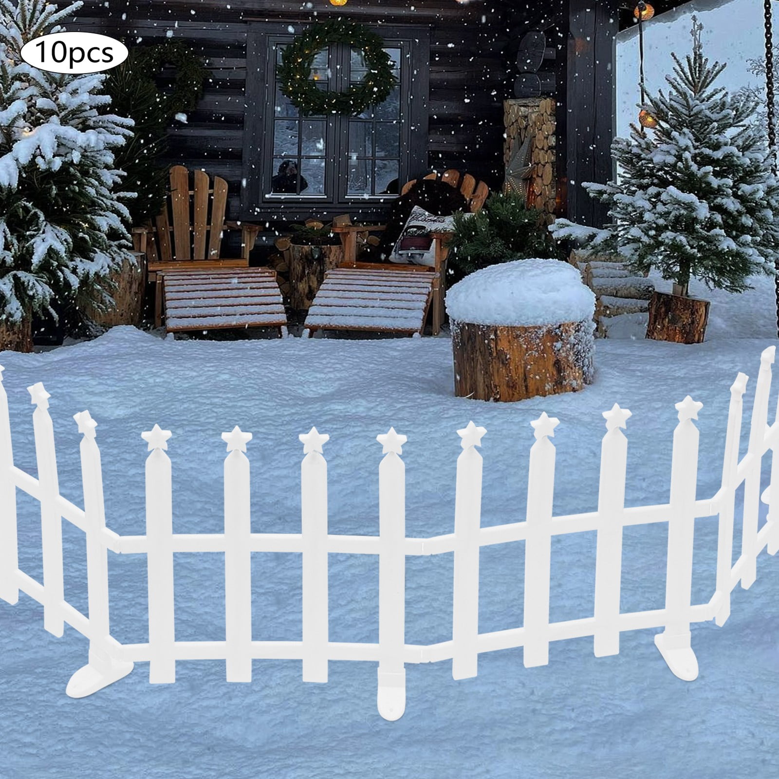 ToppiJoy 10 Pack LED Lighted Garden Fence, Christmas Tree Fence Lights, Decorative Lighted Fence for Landscape Patio Yard Pet Barrier