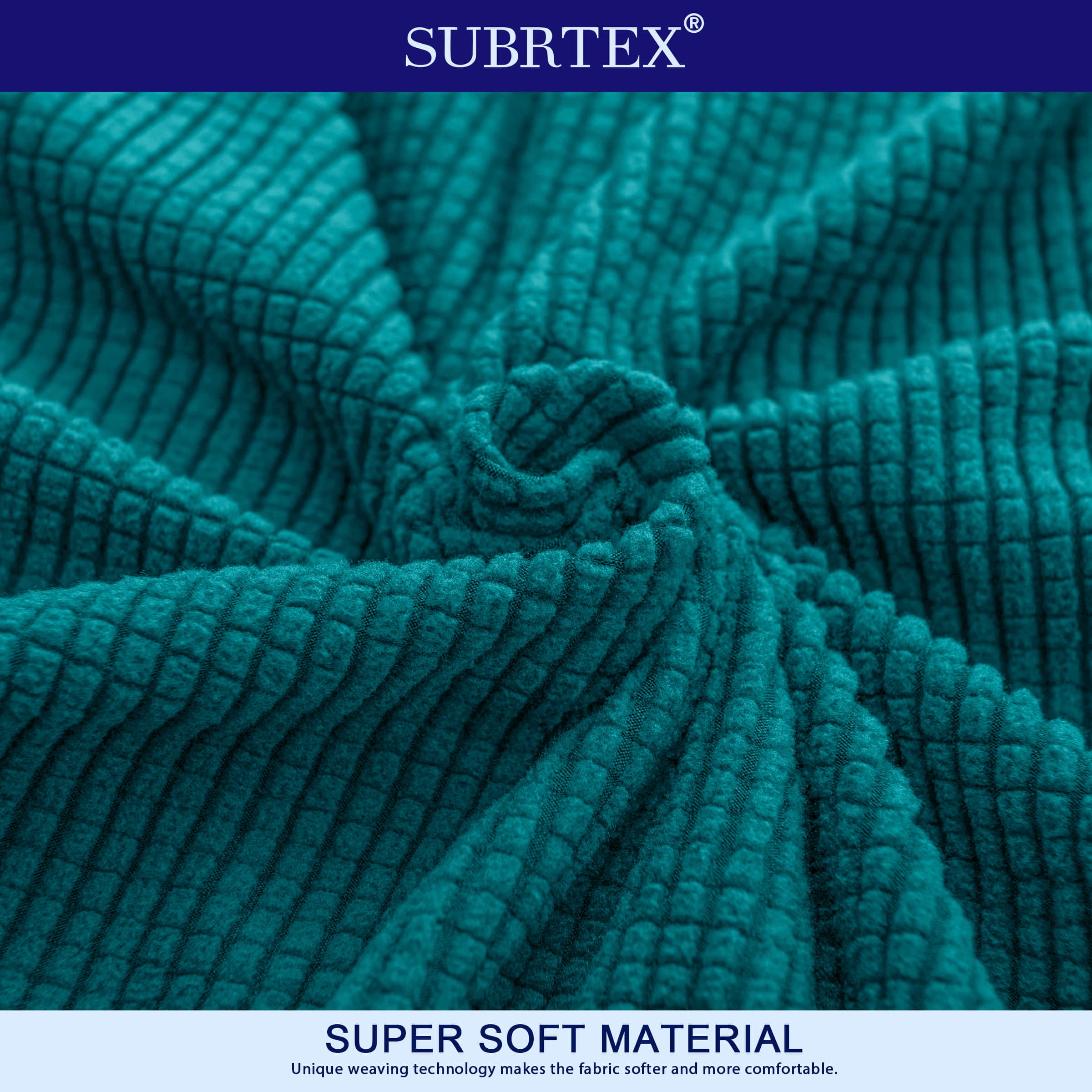 Subrtex Stretch 1-Piece Textured Grid Slipcover Sofa Cover, Turquoise