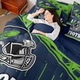 thumbnail image 4 of jejeloiu Rugby Ball Games 7-Piece Bedding Comforter Set,Green Deepblue King Bedding Sets For Kids Reversible, 4 of 8