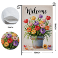 thumbnail image 2 of Vibrant Floral Print Welcome Garden Flag Vintage Pot Design Tulip Garden Flag Rustic Pastel Color Scheme Potted Tulip Flag for Outdoor Garden Decor Porch Decoration Yard Accent, 2 of 9