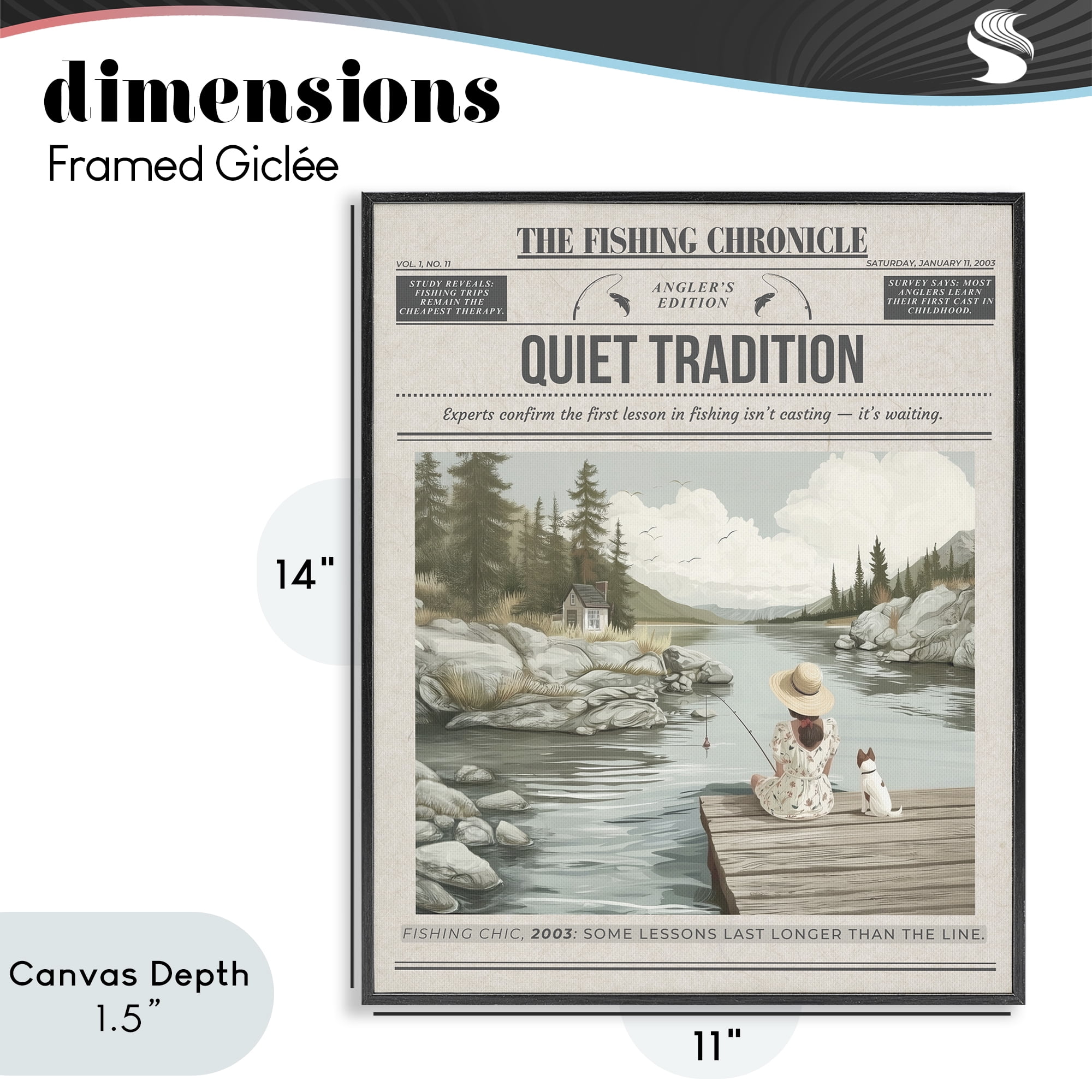 Stupell Industries Fishing Chronicle Magazine Black Framed Giclee Art, design by A Barefoot Stylist