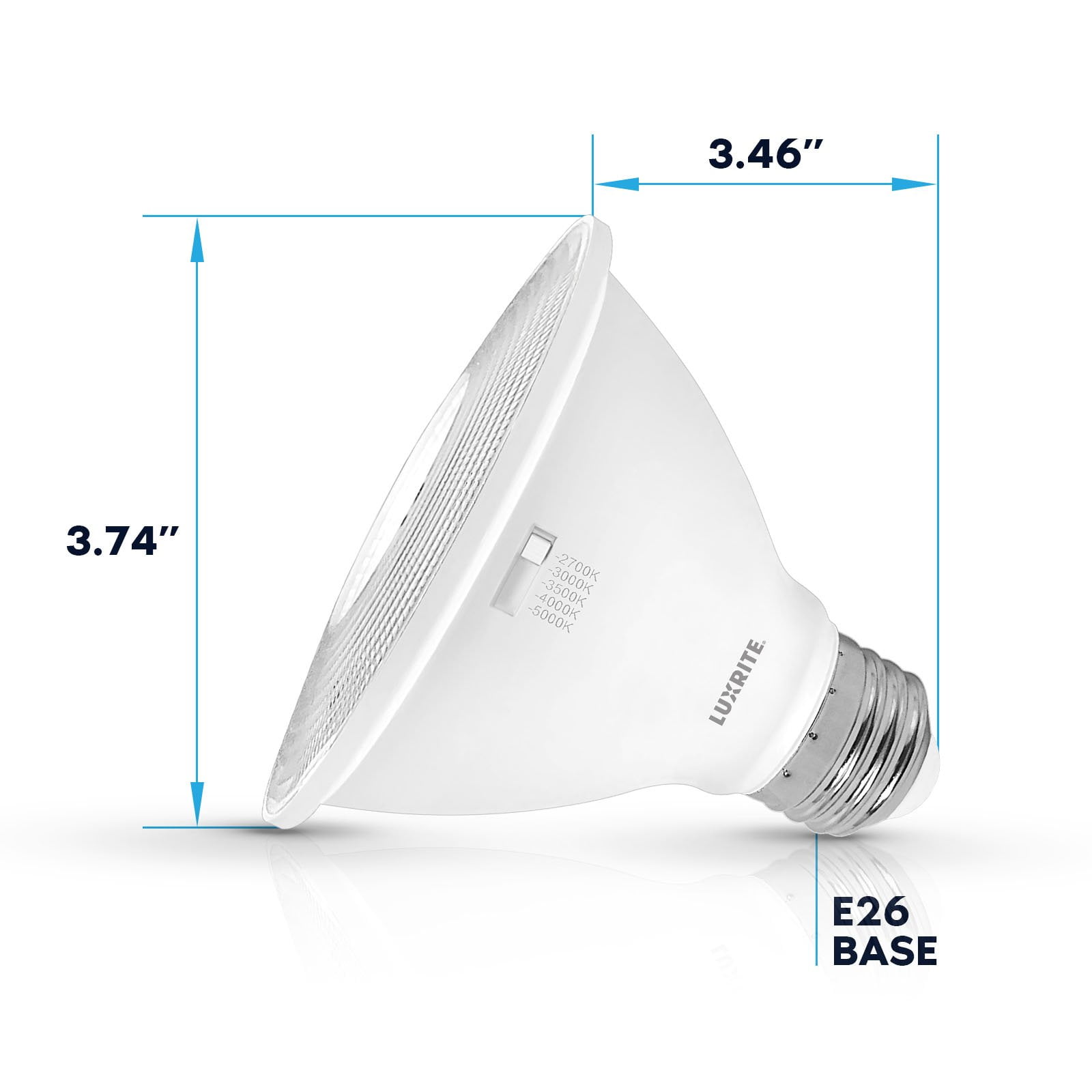 Luxrite PAR30 Short Neck LED Flood Light Bulb 10W 5CCT 850LM Dimmable 12 Pack