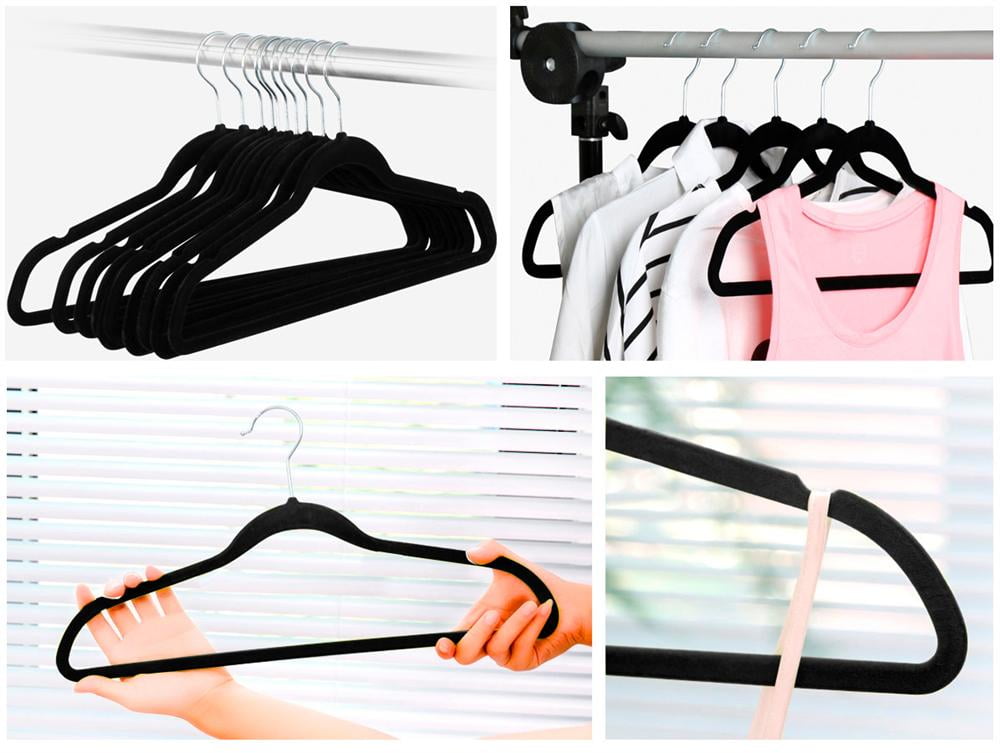 Dropship Non Slip Velvet Clothing Hangers, 100 Pack, Black to Sell Online  at a Lower Price