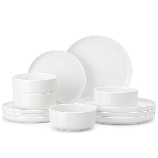 Juego de vajilla MALACASA Luna de porcelana blanca de 12 piezas