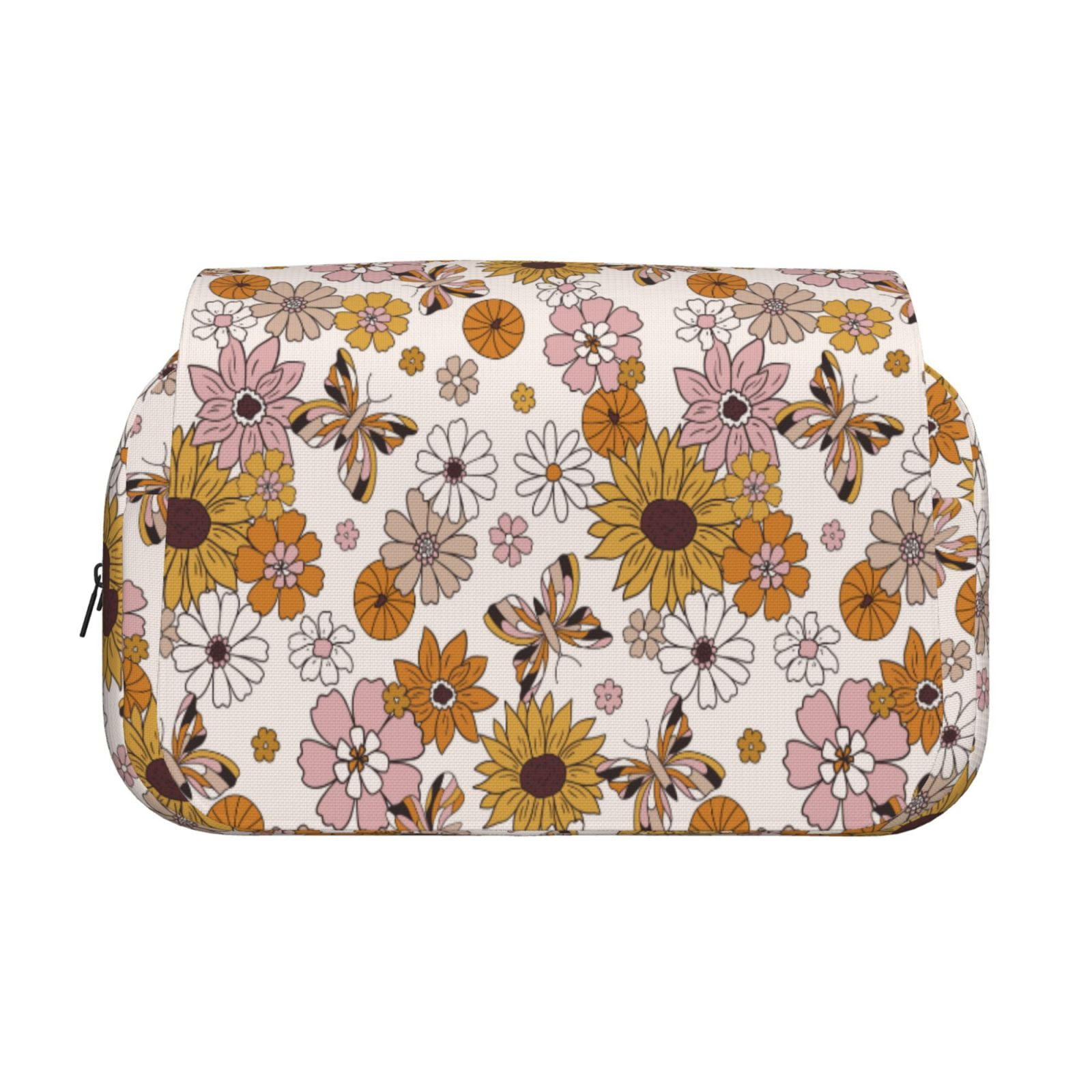 Rateoe Sunflowers And Butterflies Pattern Double Clamshell Pen Case, Storage Organizer with Two Zipper Compartments– Holds Up to 50 Pencils & Pens