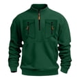 thumbnail image 3 of Men's Soild Color Quarter Zip Pullover, Mock Neck Fleece Sweatshirt with Zipper Chest Pocket, Casual Long Sleeve Lightweight Slim Fit Sweatshirt for Fall Winter Blackish Green L, 3 of 9