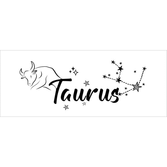 Astrological Pattern Taurus Wall Art Decal - 8" x 20" DIY Stick And Peel Removable Vinyl Constellation Zodiac Symbol Home Decor | Bedroom Living Room Adhesive Decoration Sticker - Black