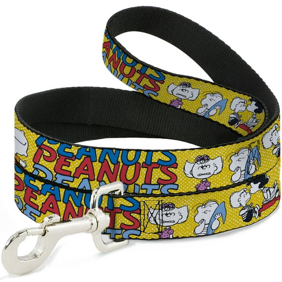Peanuts Worldwide LLC Pet Leash, Dog Leash, Peanuts Gang Featuring Good Ol Charlie Brown Poses Yellow, 4 Feet Long 1.0 Inch Wide