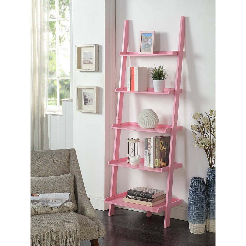 Convenience Concepts American Heritage Ladder Bookcase, Light Pink