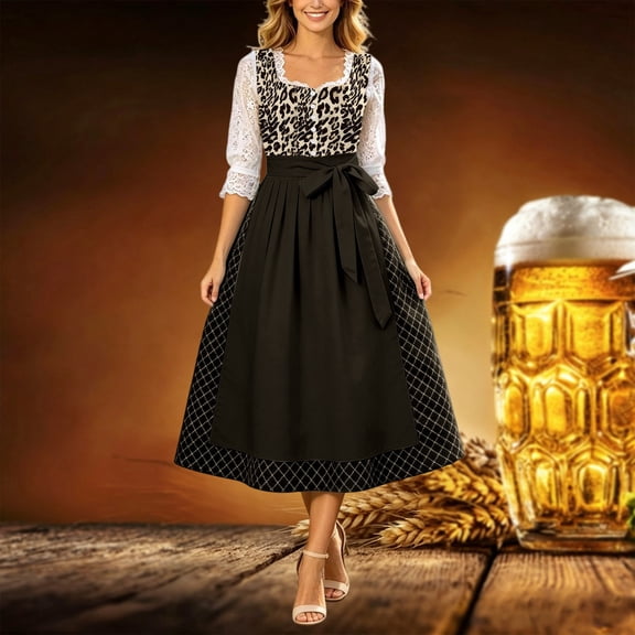 Women's German Bavarian Oktoberfest Dirndl Dress – Comfortable Sizes S-5XL Versatile Festival Party Outfit for Cosplay and Daily Wear