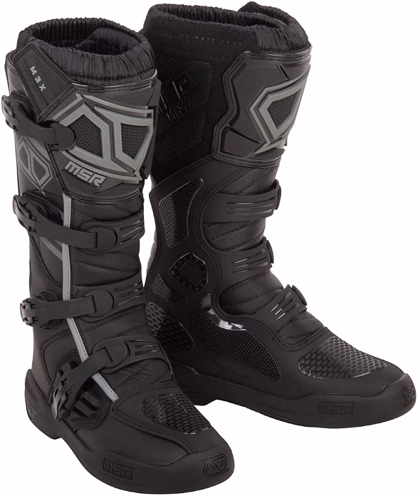 MSR M3X Motocross Boots – Black, Men’s Size 8 – Rugged Micro‑Fiber Build, Steel Shank Support, Injection‑Molded Protection, Adjustable Buckles & Dirt‑Blocking Gaiter
