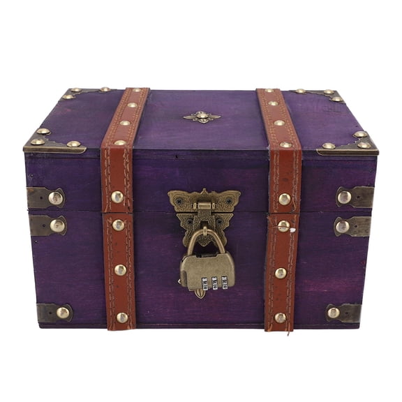 BIMZUC Vintage Wooden Treasure Chest Box with Lock – Antique Jewelry & Small Item Organizer, Retro Decorative Storage Case, Ideal Gift