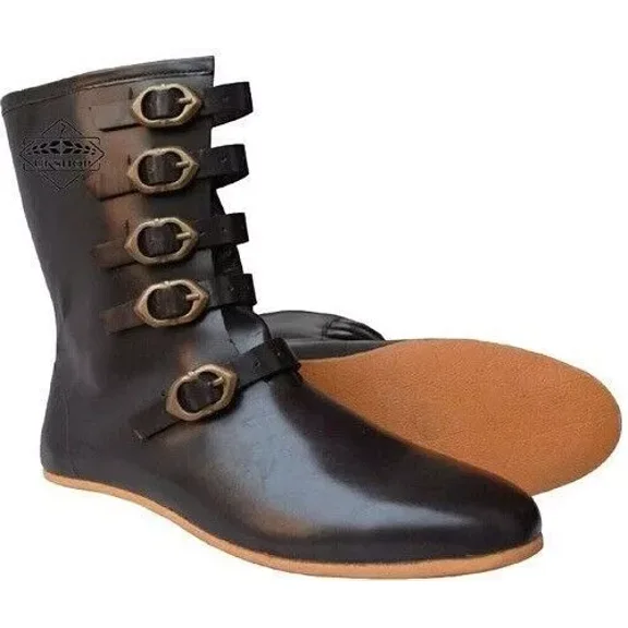 Vintage Brown Leather Boots for Men - Classic & Durable Footwear Traditional Style Gift-US-06