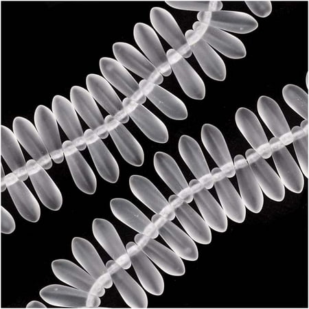 Czech Glass 3 x 10mm Dagger Beads - Matte Crystal (50)