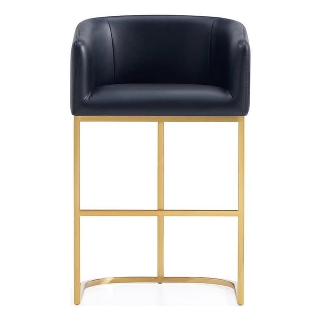 Manhattan Comfort Louvre Upholstered Counter Stool with Steel Base in Black