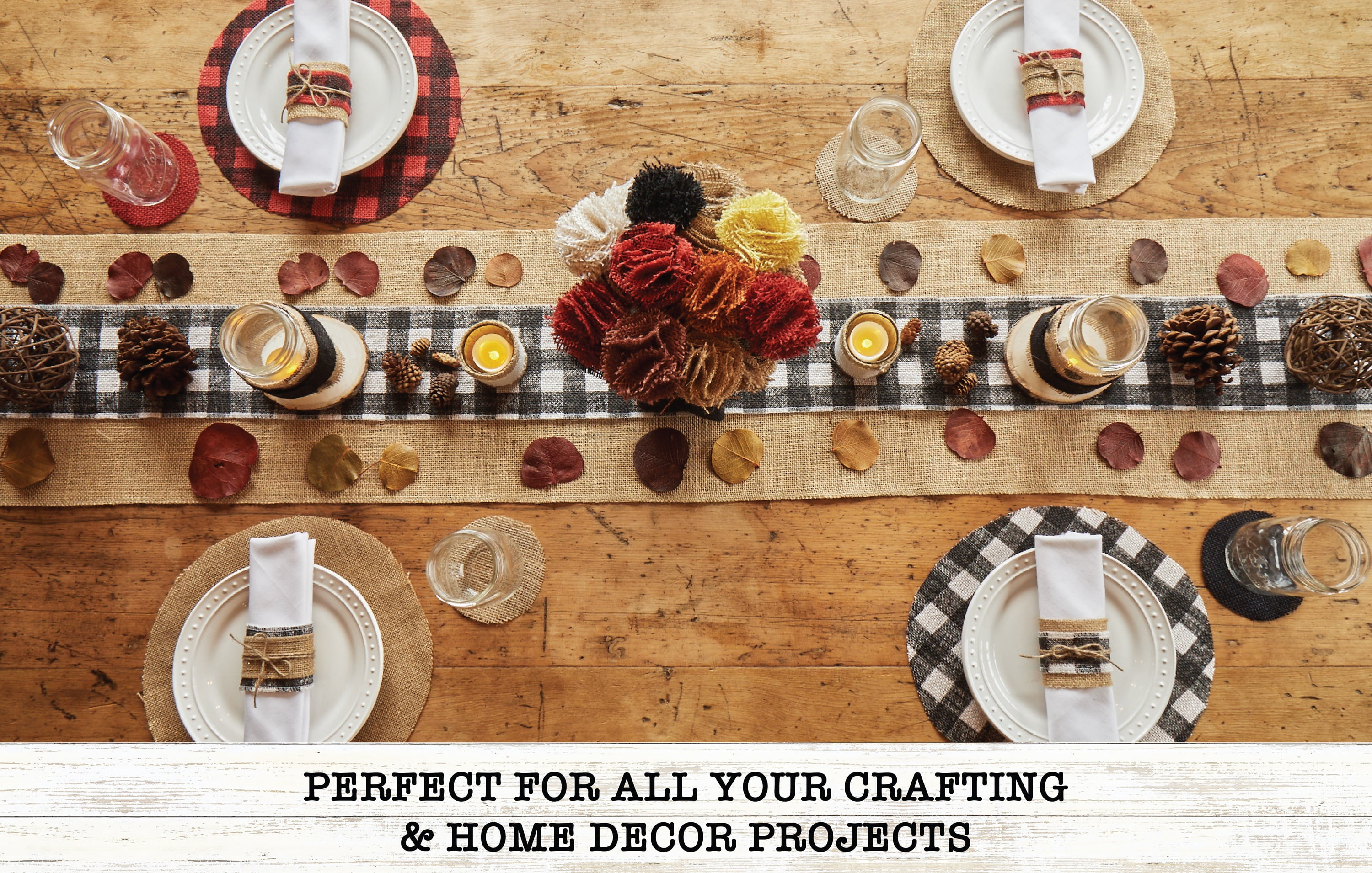 (2 pack) Love, Laugh, Craft Burlap Ribbon, 2.5"W x 3-Yds, Multi-Color