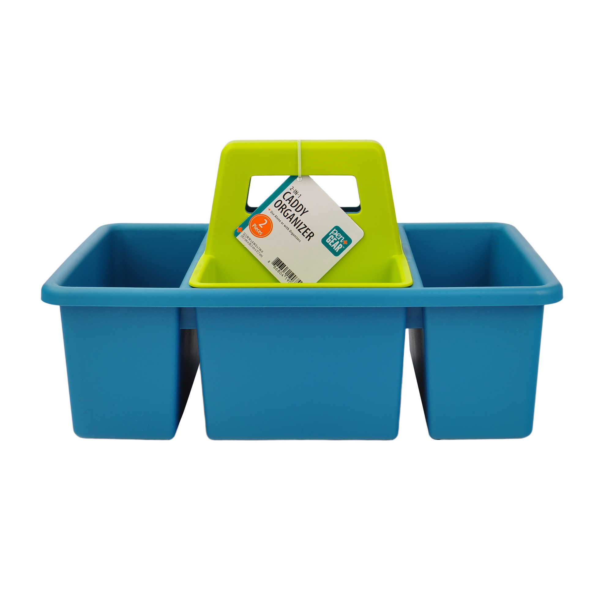Organizador de escritorio Pen+Gear de plástico 2 en 1, verde y azul verde 8