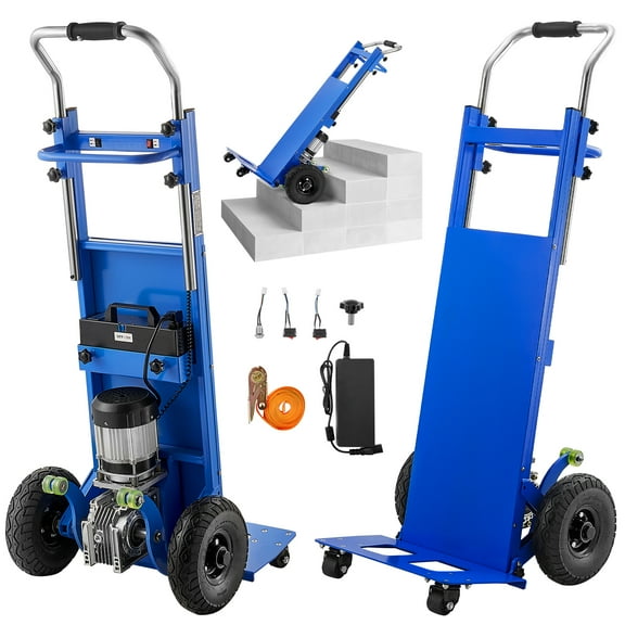VEVOR Electric Stair Climbing Dolly, 880lbs Electric Stair Climbing Hand Trucks with 157.5in Rope & Extendable Handle, Heavy Duty Stair Climber for Warehouse Logistics, Moving Furniture(Blue)