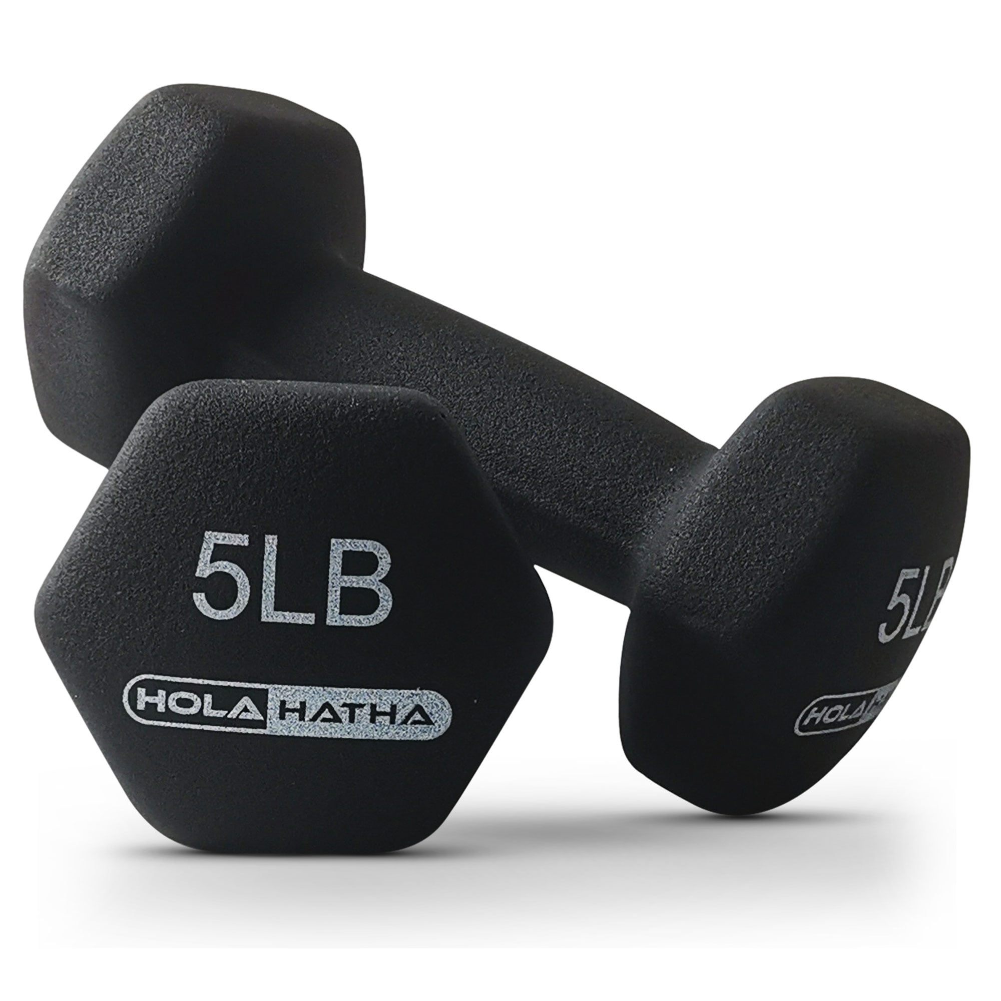 HolaHatha Neoprene Dumbbell Weight Set with Rack (Black), 112.5 lb