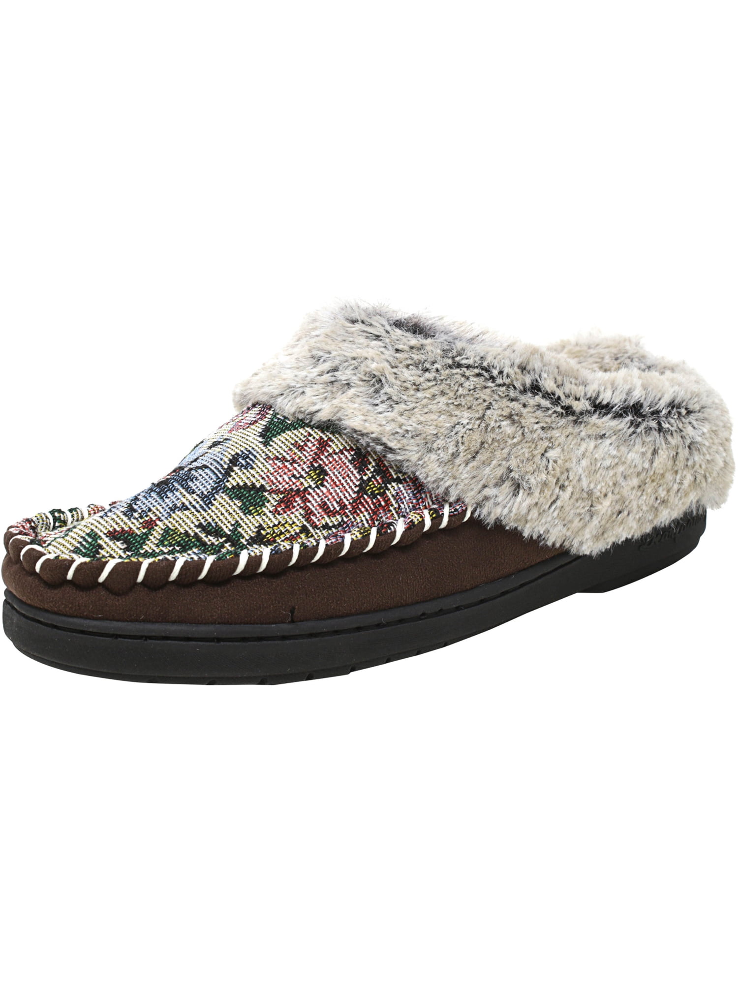 Dearfoams Women's Microsuede Clog Slipper With Whipstitch Espresso