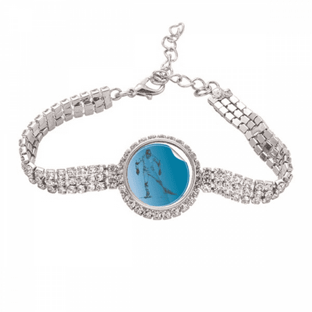 Winter Sport Skis and Boots Illustration Tennis Chain Anklet Bracelet Diamond Jewelry
