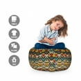 thumbnail image 2 of African Storage Toy Bag Chair, Chevron Zigzags and Half Circles Folkloric Elements Sharp Canonical Motifs, Stuffed Animal Organizer Washable Bag, Large Size, Multicolor, by Ambesonne, 2 of 3