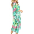 thumbnail image 3 of Sakkas Kristy Long Tall Lightweight Caftan Dress / Cover Up With V-Neck Jewels - tlg228-green - One Size Regular, 3 of 5