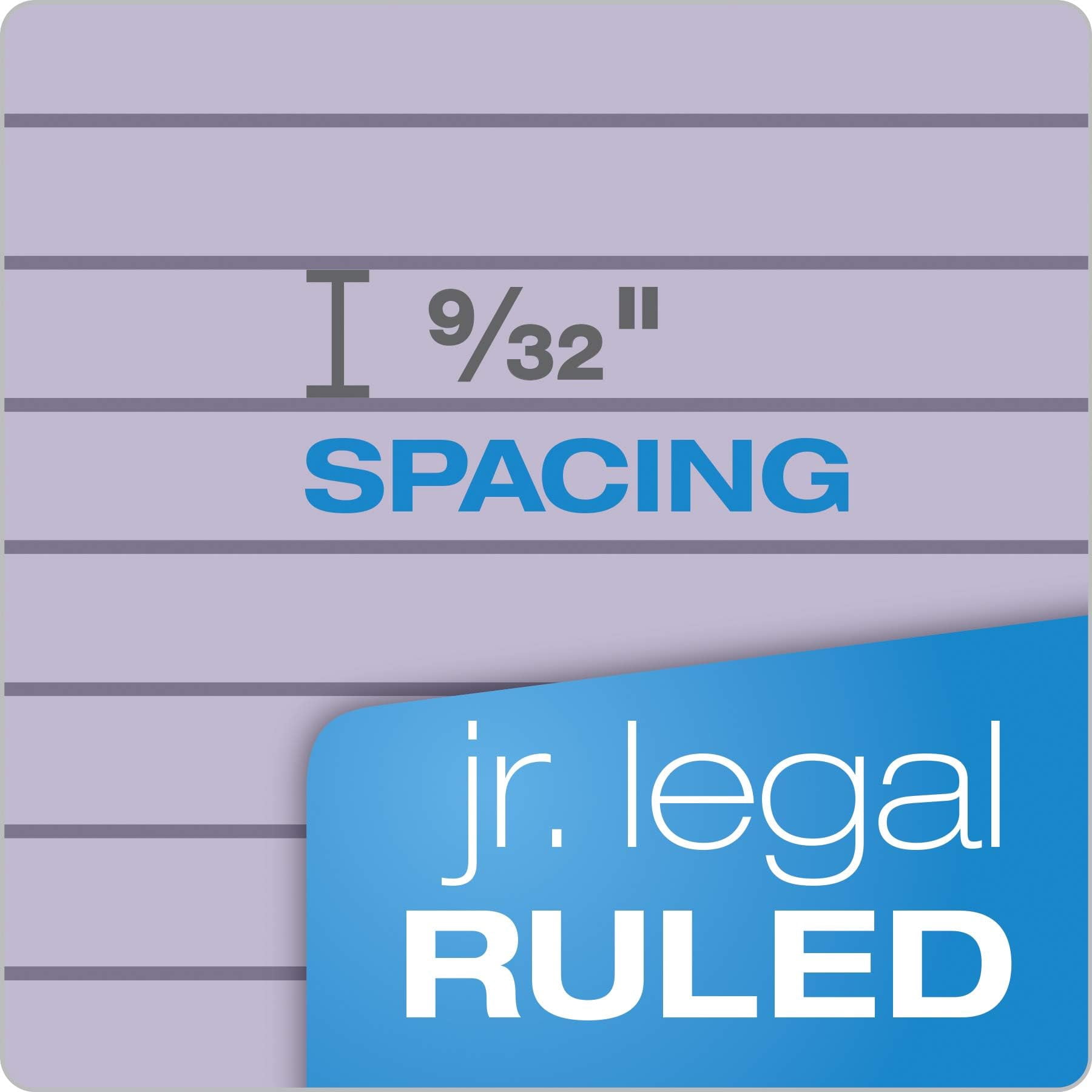 Prism+ Writing Pads  5x 8 Perforated Jr. Legal Ruled Narrow 1/4 Spacing Orchid 50 Sheets 12 Pack (63040)