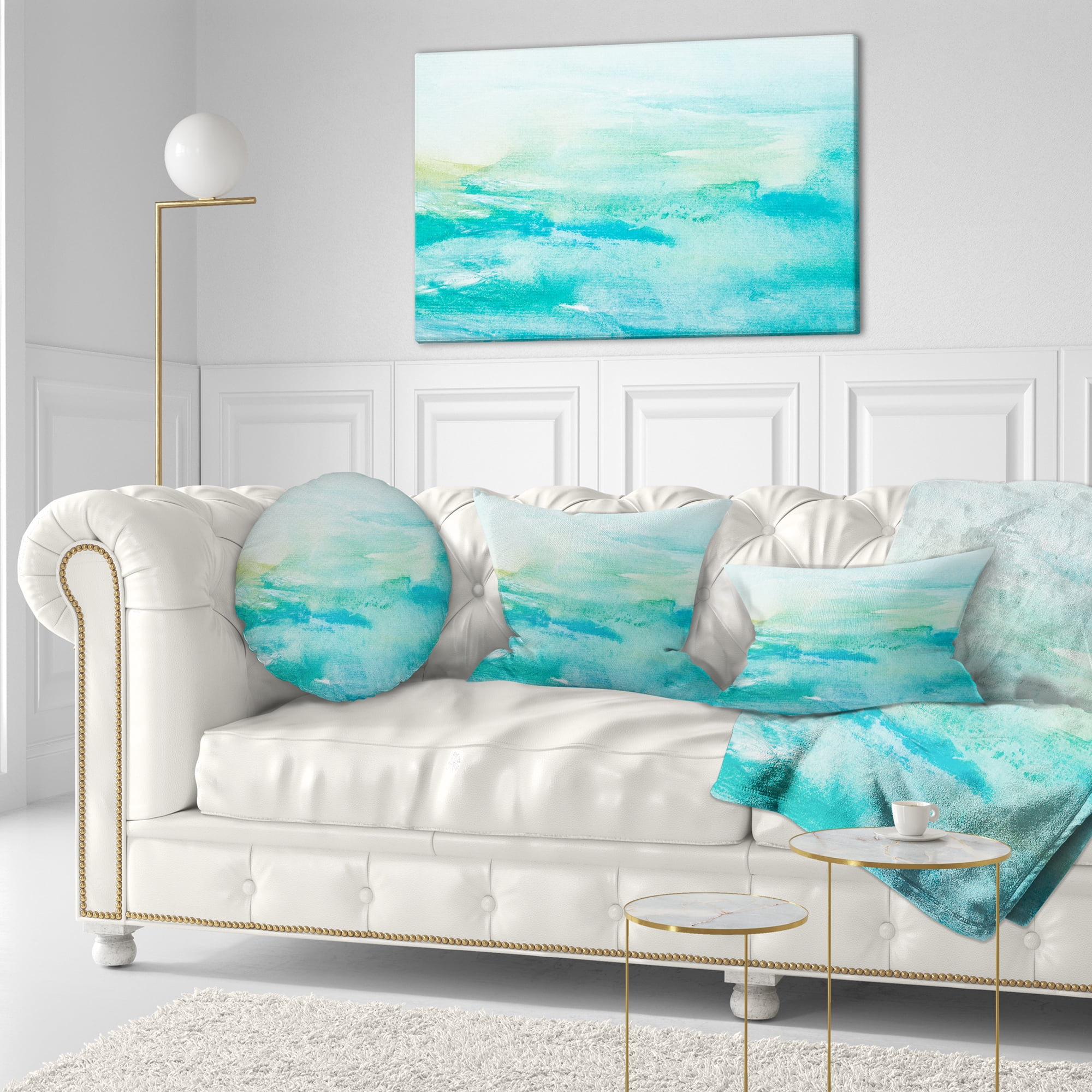 Designart Abstract Sea Close up - Abstract Throw Pillow - 12x20