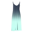 thumbnail image 4 of 50% off Clear! safuny Women's Maxi Loose Cami Dress with Pocket Clearance Gradient Beach Side Split Elegant Holiday Sleeveless Summer Clothing Retro Boho V Neck Dress Blue L, 4 of 4