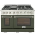 thumbnail image 3 of Professional 48-in Natural Gas Rang in Olive Green with True Simmer Burners, 3 of 14