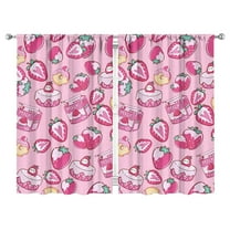 Nursery Curtains Boys Girls Kids Red Strawberry Fruits Print Pattern Window Drapes for Living Bedroom Playroom Room Decor Rod Pocket 52x84 Inch 2 Panels