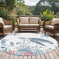 thumbnail image 4 of Coastal Turtle Round Area Rug 8Ft Washable Large Circle Rugs for Living Room Dorm, Summer Beach Nautical Ocean Coral Seahorse Non-Slip Carpet Floor Mats Indoor Outdoor Carpet Runner Home Decor, 4 of 8