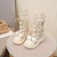 thumbnail image 4 of Cethrio Little Girls Riding Boots, Casual Lace-up Non-Slip Breathable Mid Calf Boots White Size 13(Little Kids), 4 of 8