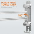 thumbnail image 3 of OATIPHO Swivel Wall Towel Holder with Two Arms and Bottom Hook Made from Stainless Steel, 3 of 8
