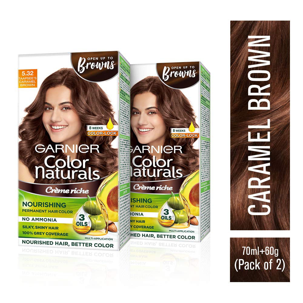 Garnier Color Naturals Crème Hair Color - Shade  Caramel Brown,  70ml+60g (Pack Of 2), Brown,  g (Pack of 2) 