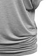 thumbnail image 2 of ZHOGXU Women Plus Size T Shirts Batwing Sleeve V Neck Solid Color Hem Pleated Loose Fashion Tee Top For Casual Daily Wear,Grey,M, 2 of 7