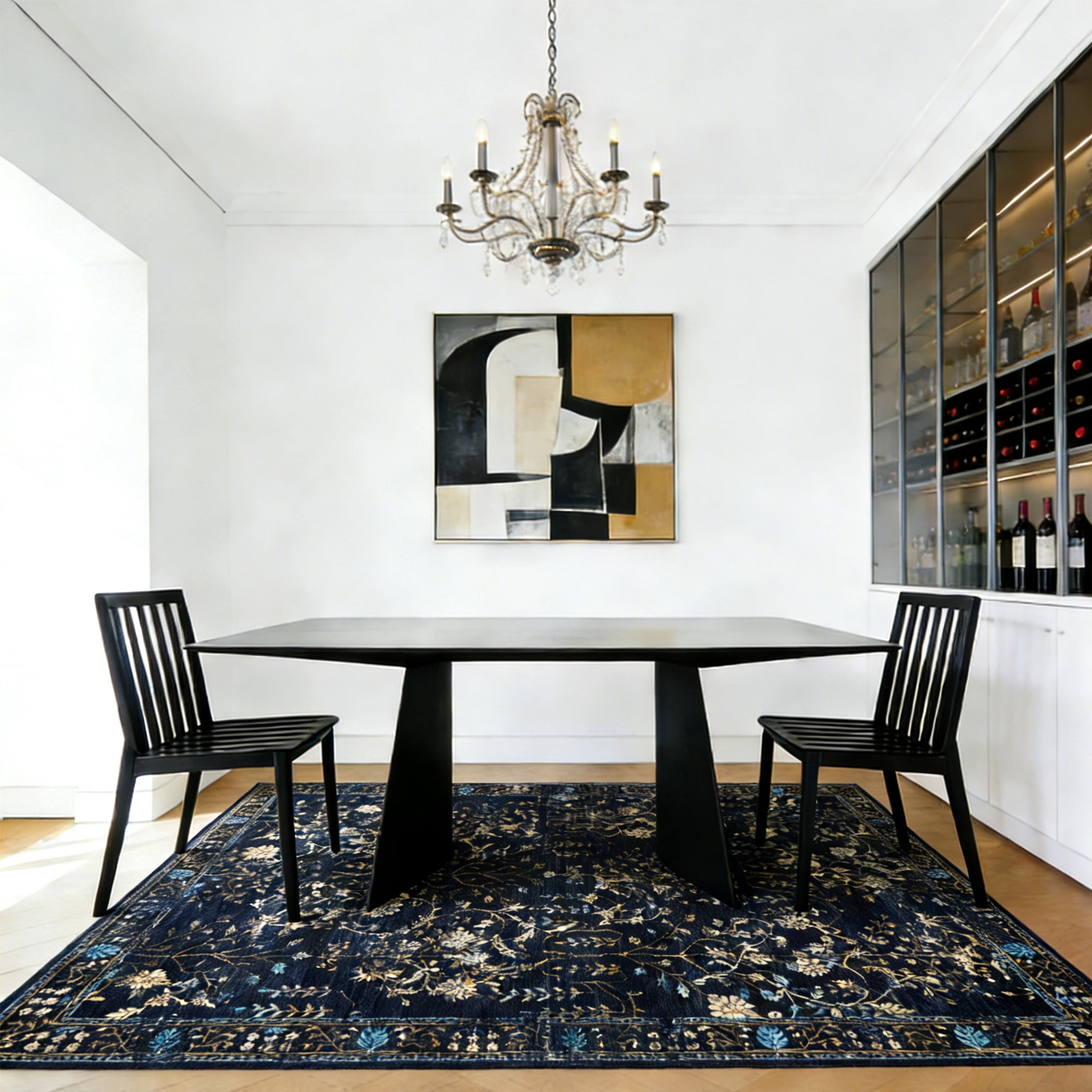 Area Rug for Living Room, Vintage Retro Boho Rug, Washable Non Slip & Low Pile Carpet for Living Room, Bedroom, Dining Room
