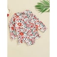 thumbnail image 3 of TSEXIEFOOFU Girls Casual Swimwear, Heart/ Flower Print Round Neck Long Sleeve One-piece Bathing Suit, White/ Red/ Orange, 3 of 8