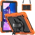 thumbnail image 2 of 3 Layer Case for Lenovo Tab M10 FHD Plus 10.3" 2020, for Kids Heavy Duty Protective Case with Screen Protector & Stylus Holder & 360 Rotating Stand Hand/Shoulder Strap, Orange, 2 of 10