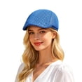 thumbnail image 3 of Men Women Summer Mesh Newsboy Cap, Hollow Breathable Ivy Flat Cap, Lightweight Sun Visor Hat for Casual Outdoor Streetwear(Blue), 3 of 6