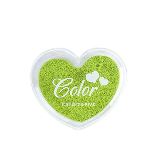 Mistaha Colorful Mini Heart Shaped Candy Color Ink Pads Rubber Stamps DIY Stamp Pad Ink Stamp Desk Green