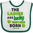 thumbnail image 3 of Inktastic The Ladies Are Lucky That I Was Born St Patricks Day Baby Boy Boys Baby Bib, 3 of 4