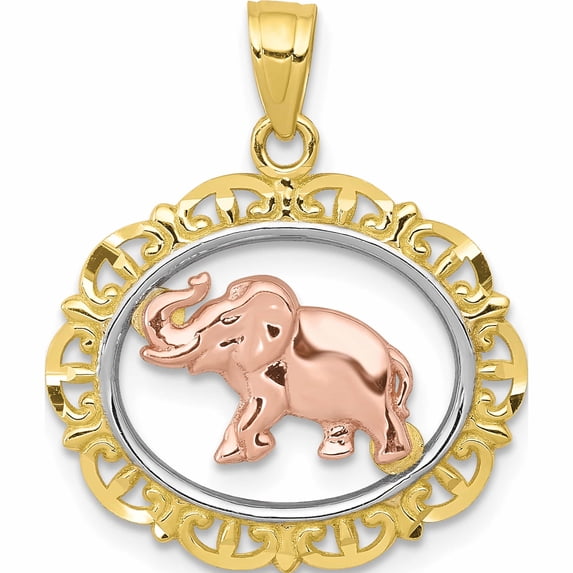 10K Two-Tone Elephant Charm (22 X 21) Made In United States 10c1026